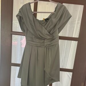 Lulu's Asymmetrical Sage Green Dress